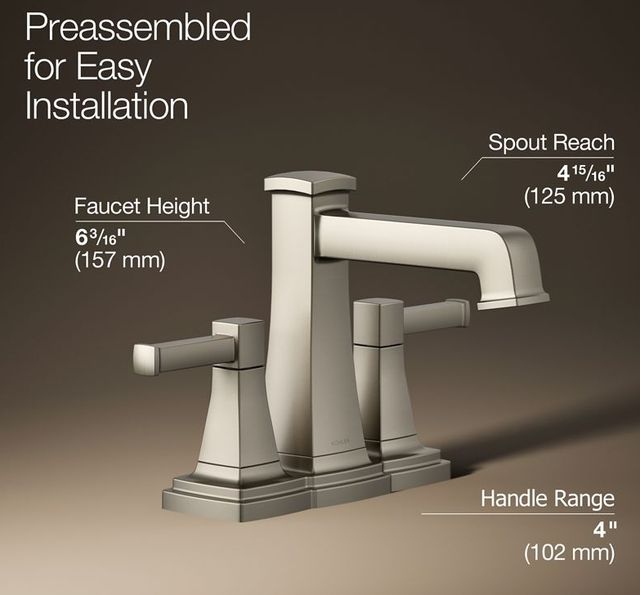 KOHLER® Riff® Vibrant Brushed Nickel 1.2 GPM Centerset Bathroom Sink Faucet-2