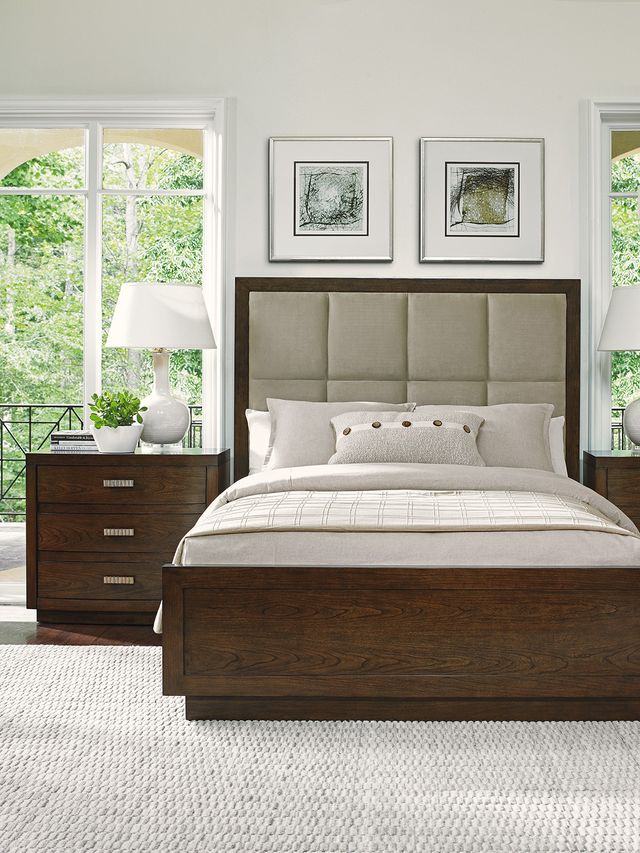 Lexington Home Laurel Canyon Casa Del Mar Mocha King Upholstered Panel Bed-1