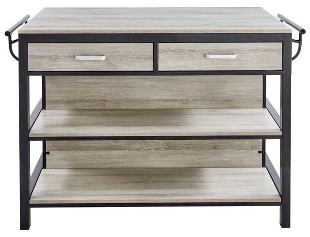 Steve Silver Co. Carson Weathered Driftwood Counter Kitchen Table with Black Base-1