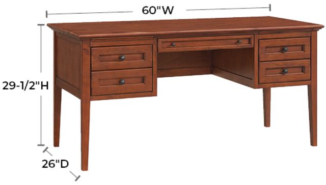 Whittier Wood® Furniture McKenzie Glazed Antique Cherry 4-Drawer Desk-2