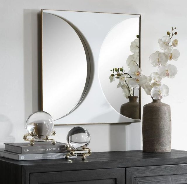 Uttermost® New Moon White Mirrored Wall Decor-1
