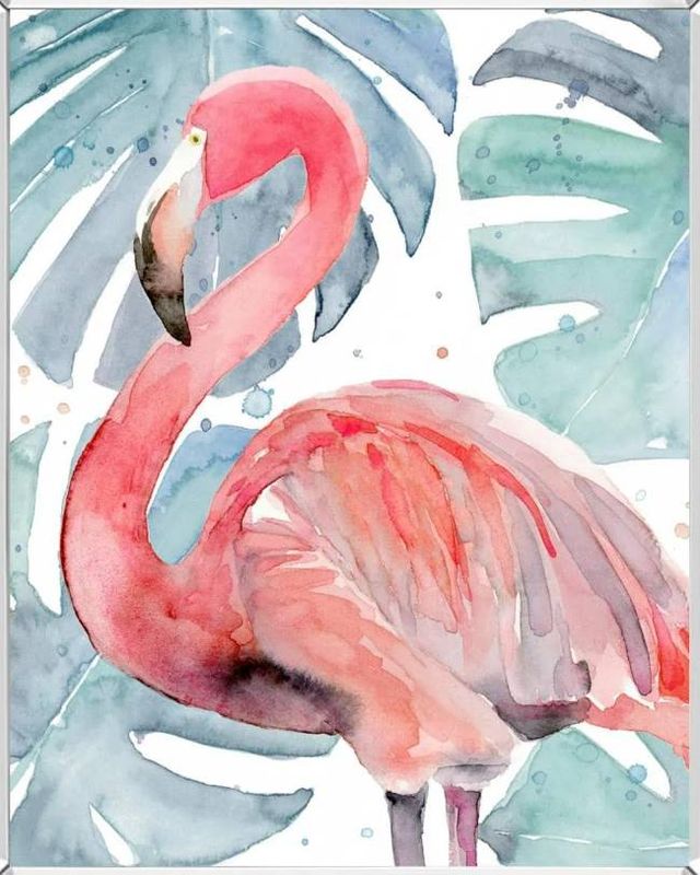 Classy Art Flamingo Splash II by Annie Warren Mirrored Frame Wall Art-1
