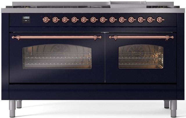 Ilve® Nostalgie II Series 60" Midnight Blue Pro Style Dual Fuel Range-0