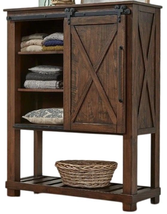 A-America® Sun Valley Rustic Timber Barn Door Accent Cabinet-2