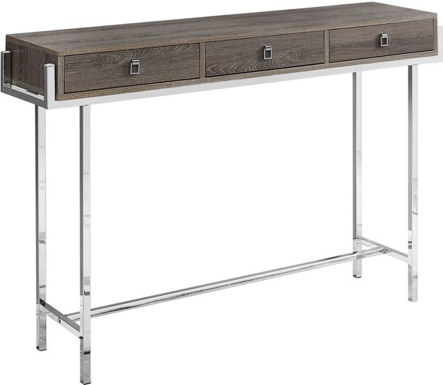 Monarch Specialties Inc. Dark Taupe 48"L Console Table with Chrome Metal Base-0
