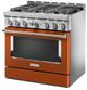 KitchenAid® 36" Scorched Orange Smart Pro Style Gas Range-2