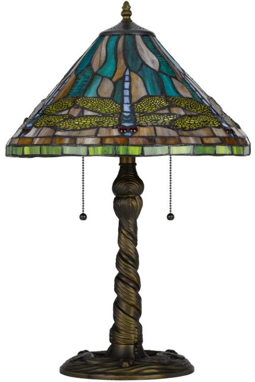 Cal® Lighting & Accessories Tiffany Antique Brass Table Lamp-1