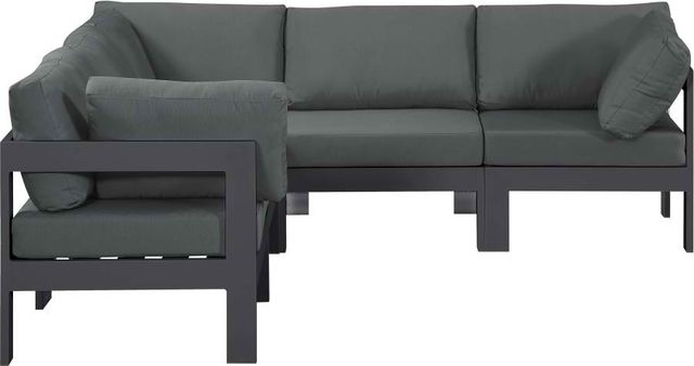 Meridian Furniture Nizuc 5-Piece Grey Outdoor Patio Modular Sectional Set-0