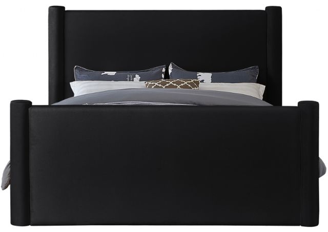 Meridian Furniture Elias Black Velvet Full Upholstered Panel Bed-1