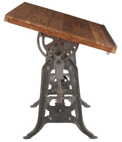 Home Trends & Design Industrial Loft Antique Gray/Natural Drafting Desk-2