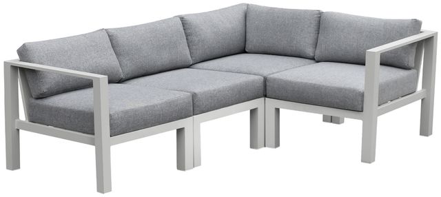 Intercon Nash 4-Piece Buff Aluminum/Fabric Outdoor Sectional Set-0