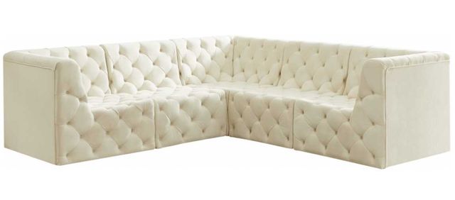 Meridian Furniture Tuft 5-Piece Cream 99" Curved Sectional-0
