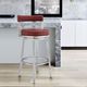 Armen Living Madrid Brushed Stainless Steel/Vintage Red Swivel Counter Stool-1