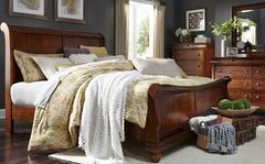 Liberty Furniture Rustic Traditions 4-Piece Rustic Cherry Queen Sleigh Bedroom Set