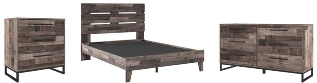 Signature Design by Ashley® Neilsville 3-Piece Multi Gray Queen Platform Bed Set-0