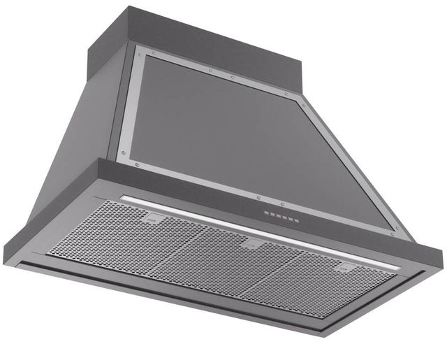 Ilve® Nostalgie II Noblesse 36" Graphite Matte Wall Mounted Range Hood with Chrome Trim-1