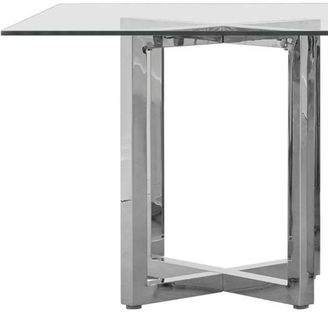 Modus Furniture Amalfi Glass Top Rectangular Dining Table with Double Pedestal Chrome Base-3