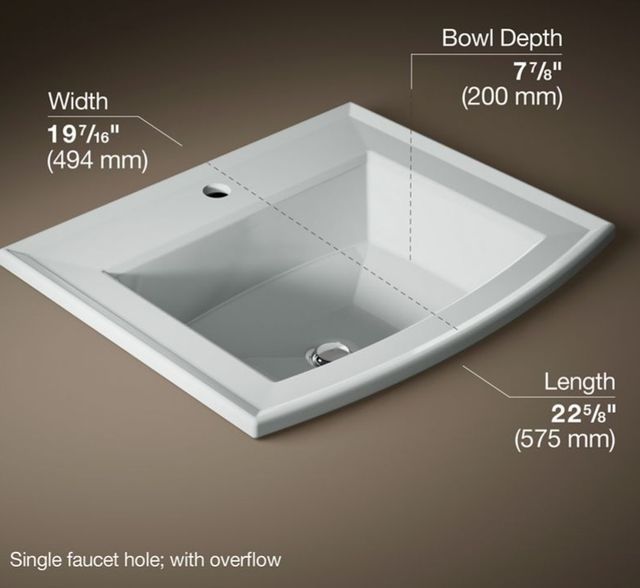 Kohler Archer® Ice Grey 22.75" Single-hole Rectangular Drop-In Bathroom Sink-3