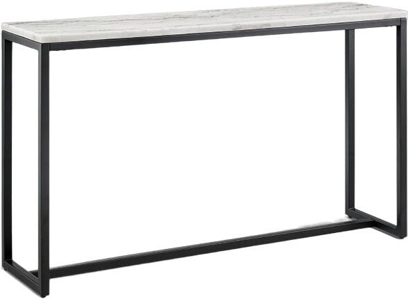 Magnussen Home® Torin White Marble Rectangular Sofa Table with Matte Black Base-0