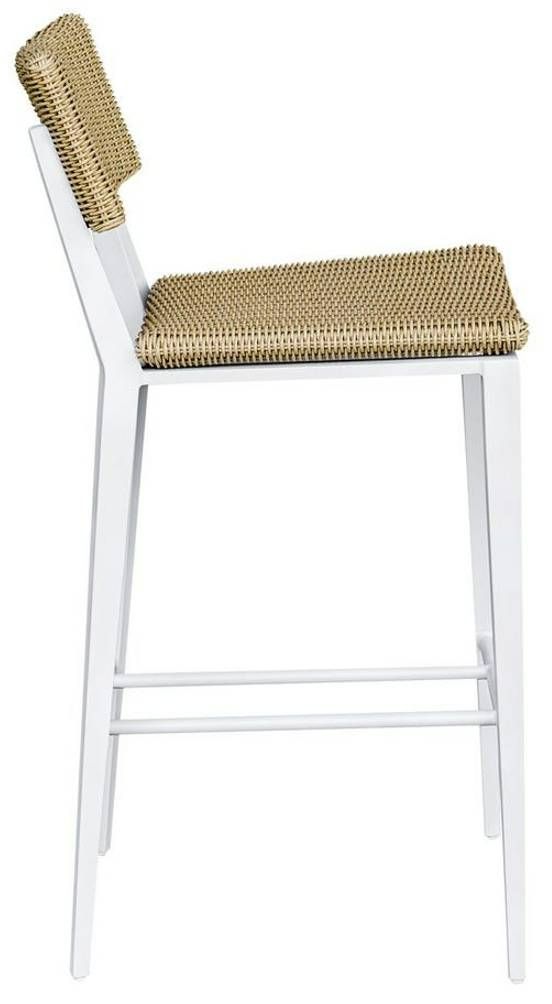 Uttermost® Calbas Honey/White Aluminum/Wicker Outdoor Bar Stool-4