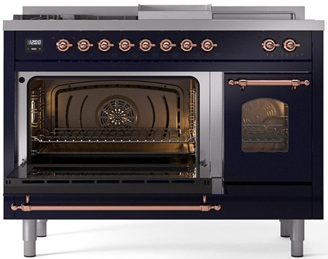 Ilve® Nostalgie II Series 48" Midnight Blue Pro Style Dual Fuel Range-2