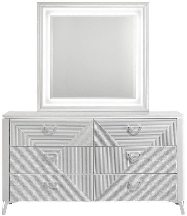 Coaster® Cassia White High Gloss Dresser and Mirror-1