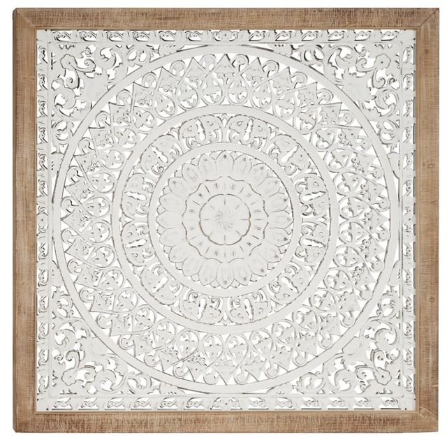 Deco Marche Floral Handmade Intricately Carved Mandala White Wall Art-0