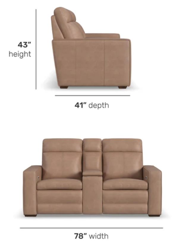 Flexsteel® Dutch Desert Tan Leather Power Reclining Loveseat with Console-2