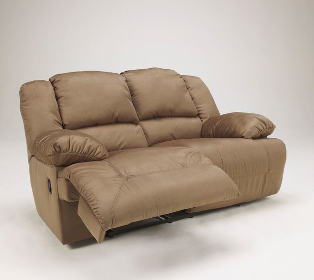 Signature Design by Ashley® Hogan Mocha Reclining Loveseat-1