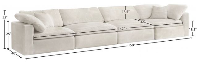 Meridian Furniture Cozy 4-Piece Cream 158" Modular Sofa-1