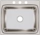 Elkay Lustertone® Classic Lustrous Satin 25" x 22" x 8-1/8" 3-Hole Single Bowl Drop-In Sink-1