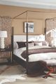 Century® Cadence Beige/Mocha Upholstered King Canopy Poster Bed-4