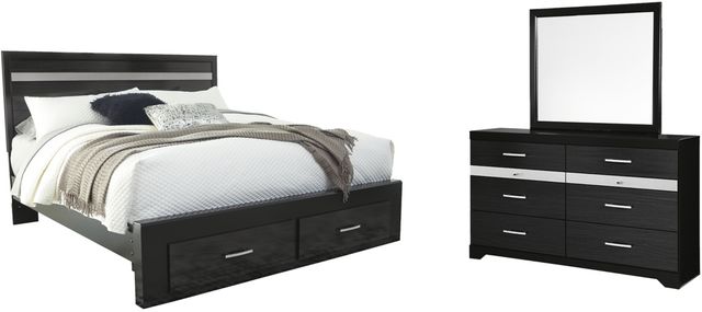 Signature Design by Ashley® Starberry 3-Piece Black King Storage Panel Bed Set-0