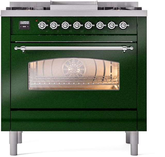 Ilve® Nostalgie II Series 36" Emerald Green Pro Style Dual Fuel Range-1