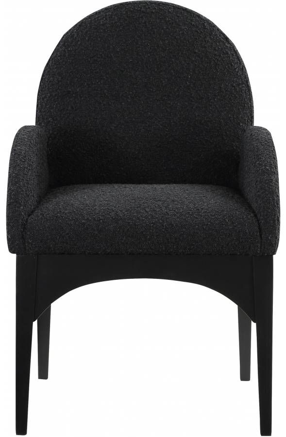 Meridian Furniture Waldorf Black Boucle Upholstered Dining Arm Chair-1