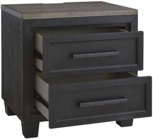 Signature Design by Ashley® Foyland Brushed Black/Dusty Grayish Brown Nightstand-1