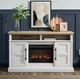 Elements International Villa Natural/White Console with Fireplace Insert-1