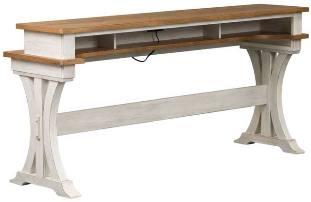 Liberty Furniture Farmhouse Reimagined Chestnut Console Bar Table with Antique White Base-0