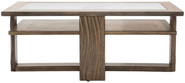 Michael Amini® Del Mar Sound Glass Top Cocktail Table with Boardwalk Base-2