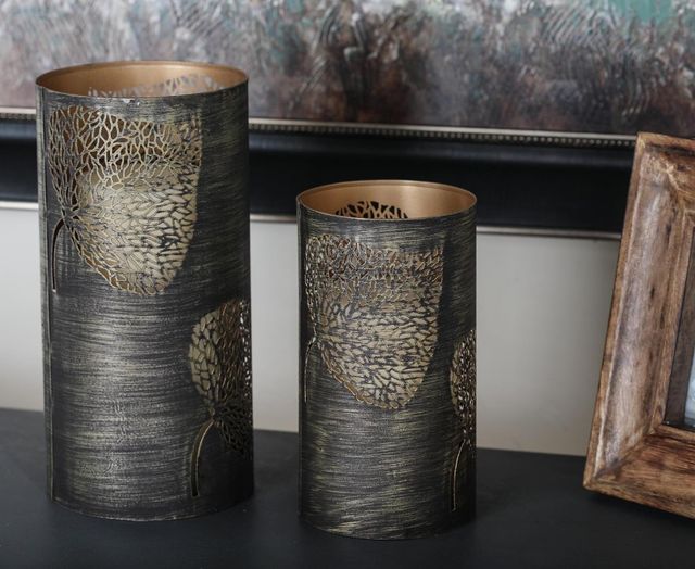 Deco Marche 3-Piece Copper Leaf Candle Lantern Set-3