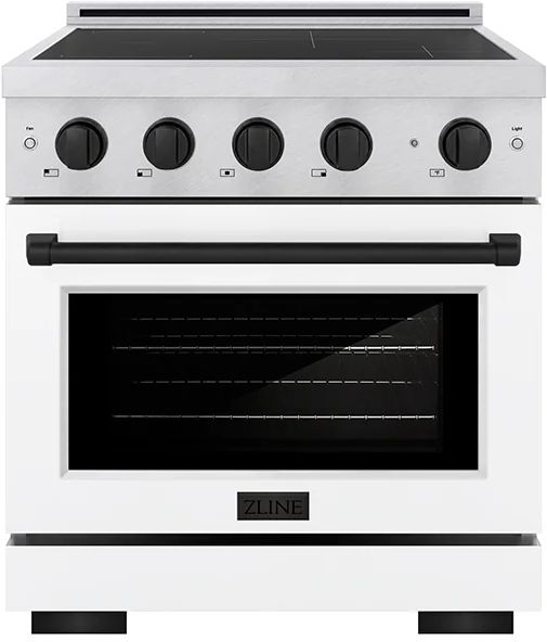 ZLINE Autograph Edition Paramount 30" Satin Stainless Steel Pro Style Induction Range with White Matte Door & Matte Black Accents-0