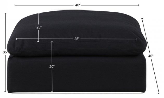 Meridian Furniture Comfy Black Linen Textured Ottoman-3