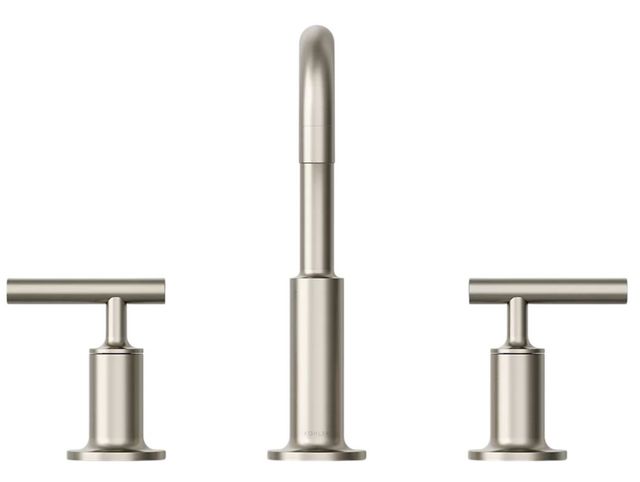 KOHLER® Purist® Vibrant Brushed NIckel 8" Widespread Bathroom Sink Faucet with Lever Handles-1