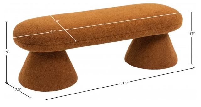 Meridian Furniture Drum Saddle Faux Shearling Teddy Fabric Upholstered Bench-3