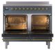 Ilve® Nostalgie II Noblesse 40'' Blue Gray Pro Style Induction Range with Brass Trim-2