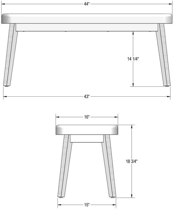 Amisco Customizable Nora 44'' Dining Bench-2