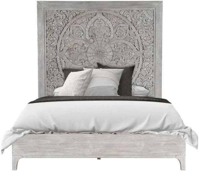 Modus Furniture Boho Chic Washed White Full Carved Platform Bed-2