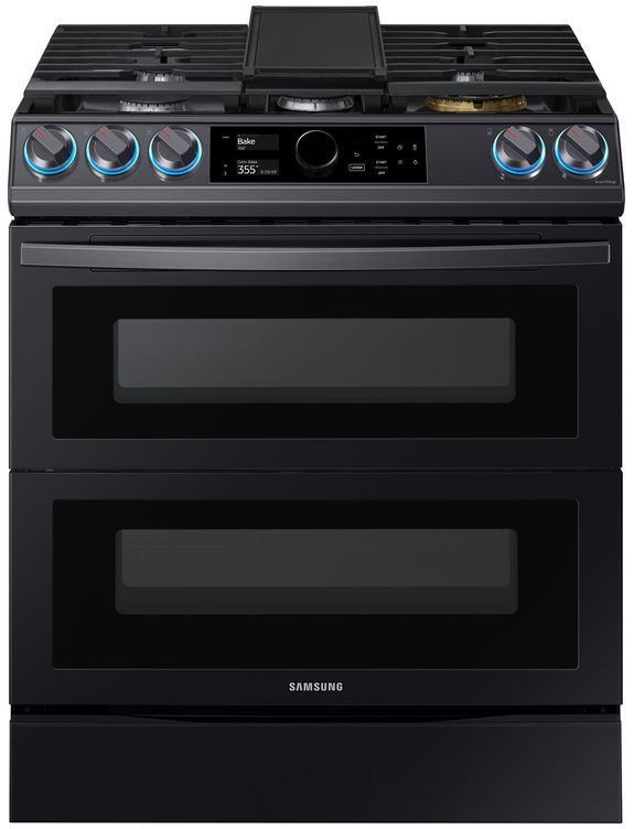 Samsung 30" Fingerprint Resistant Black Stainless Steel Front Control Slide-In Gas Range-1