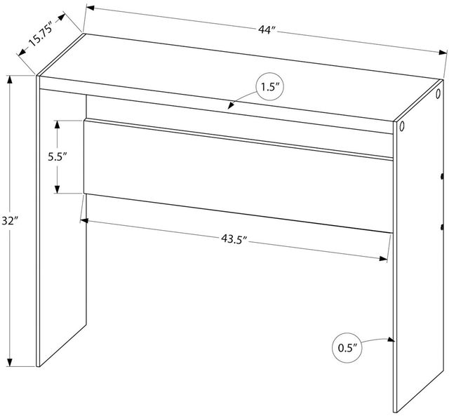 Monarch Specialties Inc. Dark Taupe 44" Tempered Glass Console Table-3
