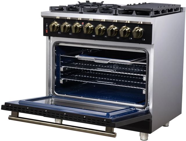 FORNO® Massimo Series Alta Qualita 36" Black Pro Style Dual Fuel Range-4